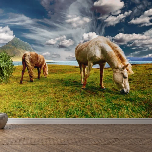 Wild Horses Fabric Wall Mural