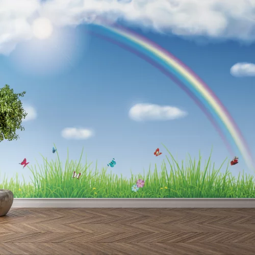 Spring Rainbow Fabric Wall Mural